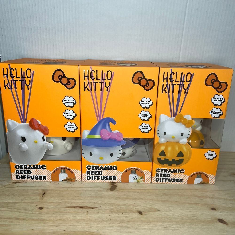 Hello Kitty Halloween Reed Diffuser Lot of 3 Cinnamon Vanilla NEW FREE‎ Shipping